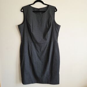 Tailored Sleeveless Fitted Midi Dress in Charcoal Gray
